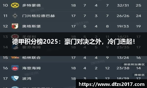 德甲积分榜2025：豪门对决之外，冷门迭起！